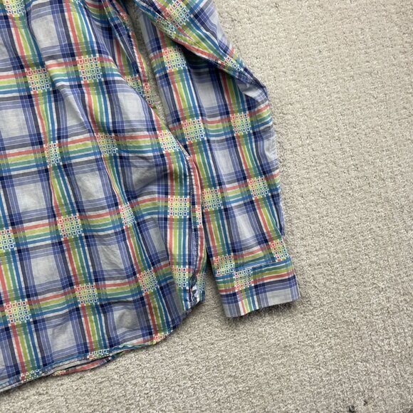 AU NOIR Button Down Shirt Men’s Size 5 Multicolor pride Plaid Flip Cuff Preppy - Picture 14 of 16